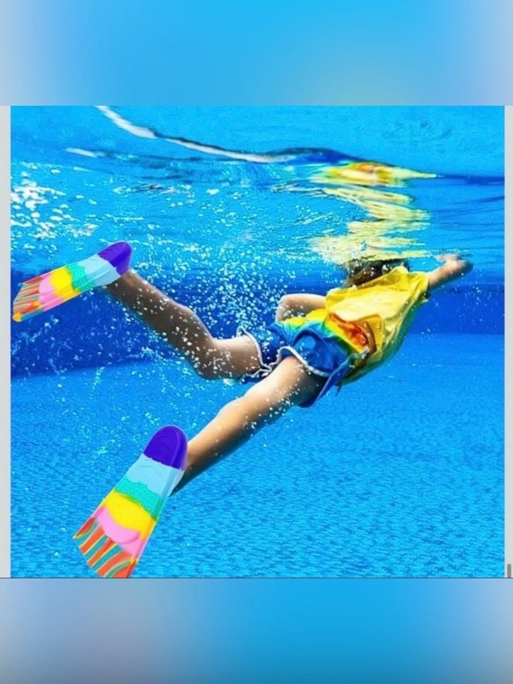 Kids Swim Fins, Comfortable Silicone Flippers for Swimming and Diving, Size Suit